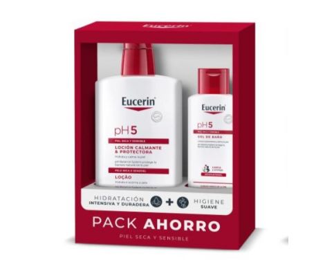 Eucerin Pack Piel Muy Seca y Sensible pH-5 Loción Hidratante 1L y Gel de Baño 200ml
