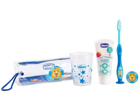 Chicco Kit Dental de viaje: Cepillo, dentífrico y vaso