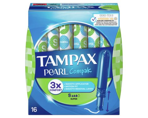 Tampax Pearl Compak Súper Tampones con Aplicador 16 uds