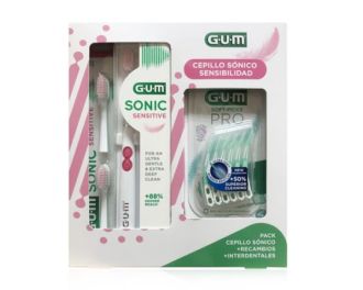 Gum PackDental Cepillo Sonic Sensitive + 2 Recambios + Soft Picks 6 uds